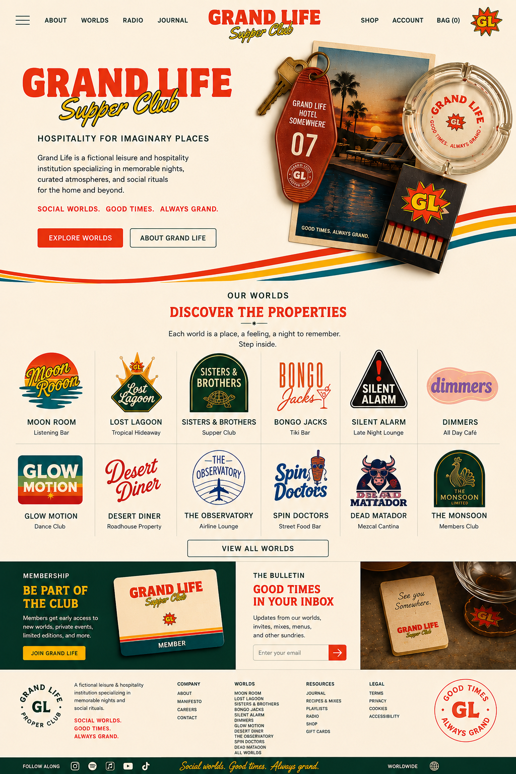 Grand Life ephemera and branding